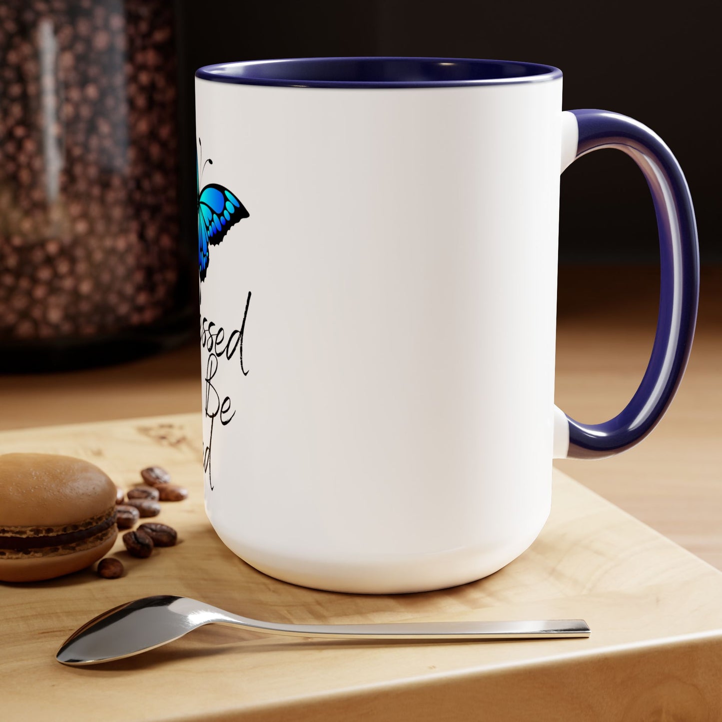 Too Blessed to Be Stressed Coffee Mugs, Two Toned 15oz
