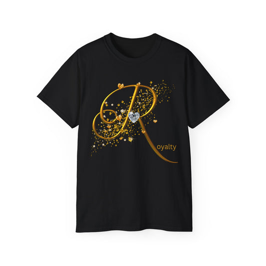 Royal Black Diamond and Gold Embellished Unisex Ultra Cotton Tee