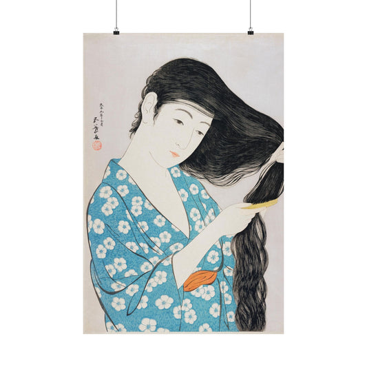 Japanese Maiden Brushing Her Hair
