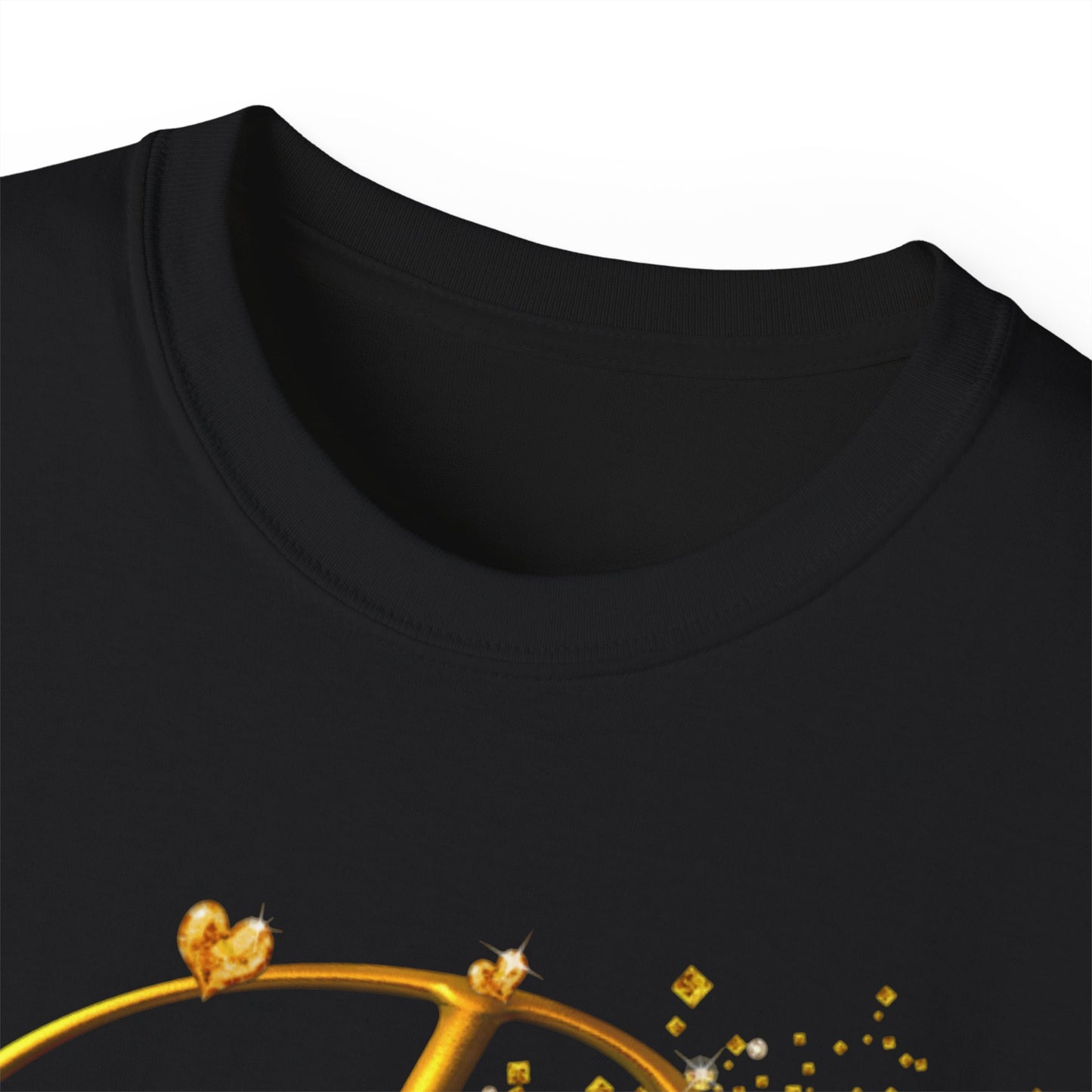 Royal Black Diamond and Gold Embellished Unisex Ultra Cotton Tee